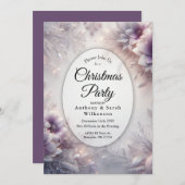 Silver and Soft Amethyst Winter Christmas Party 招待状 (正面/裏面)