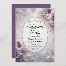 Silver and Soft Amethyst Winter Engagement Party 招待状