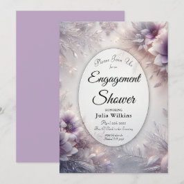 Silver and Soft Amethyst Winter Engagement Shower 招待状