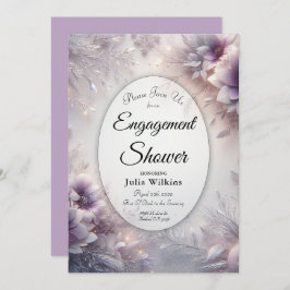 Silver and Soft Amethyst Winter Engagement Shower 招待状