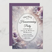 Silver and Soft Amethyst Winter Housewarming Party 招待状 (正面/裏面)