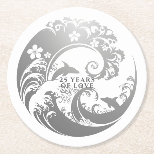 Silver Anniversary Gift for Parents ラウンドペーパーコースター (正面)