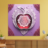Silver Apple Lace AI art  キャンバスプリント (インサイチュ (リビング))