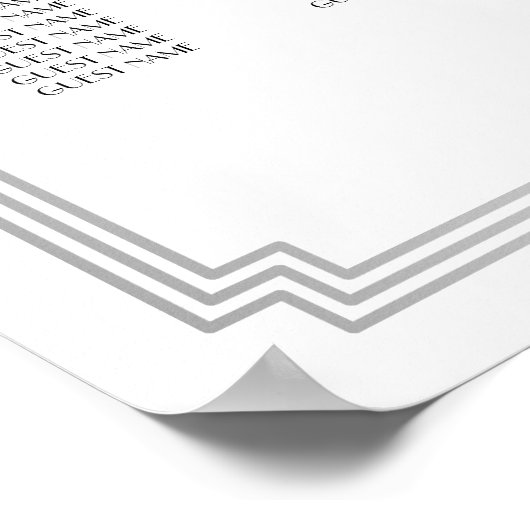 Silver Art Deco Wedding Seating Chart Poster ポスター (角)