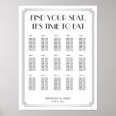 Silver Art Deco Wedding Seating Chart Poster ポスター (正面)