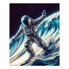 SILVER ASTRONAUT SURFING THE VAULT CELESTIAL フォトプリント           