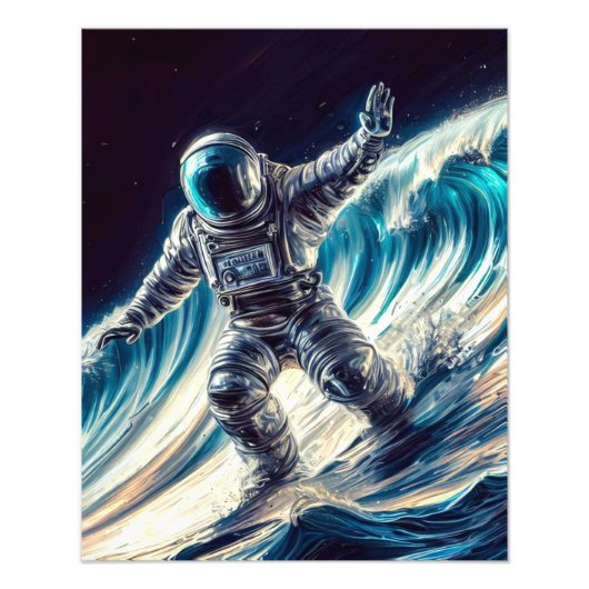 SILVER ASTRONAUT SURFING THE VAULT CELESTIAL フォトプリント            (正面)