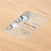 silver baubles frosted Christmas Party アクリル招待状 (レイダウン)