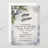 Silver Bells and Snowflakes Christmas Party 招待状 (正面/裏面)