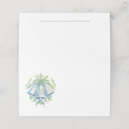 Silver bells watercolor greenery monogram wedding プレイスカード (外部開封)