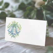 Silver bells watercolor greenery monogram wedding プレイスカード