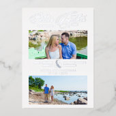 Silver Better Together Quote 2 Photos Wedding 箔招待状 (正面)