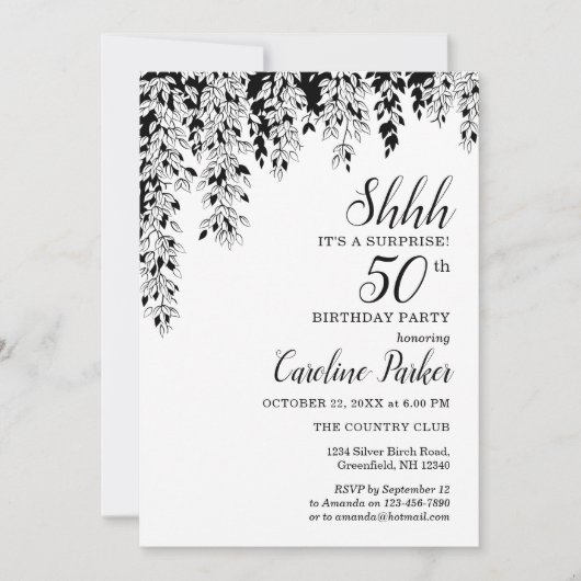 Silver Birch 50th Anniversary Surprise Birthday  招待状 (正面)