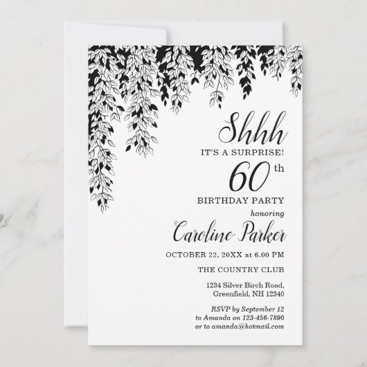 Silver Birch 60th Anniversary Surprise Birthday  招待状 (正面)