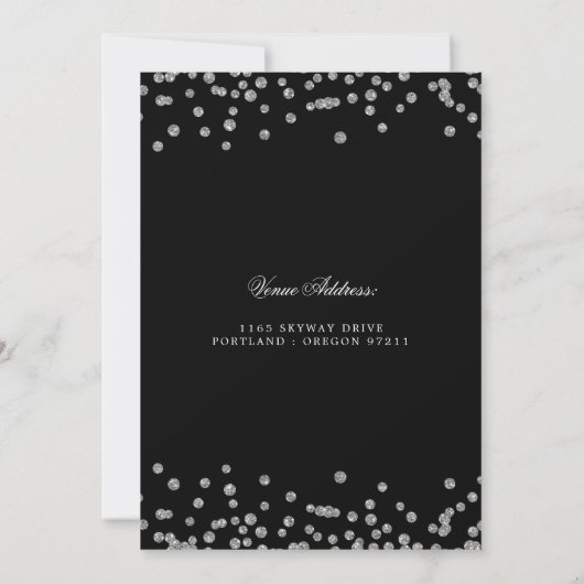 Silver Black 60th Birthday Save the Date Confetti 招待状 (裏面)