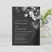 Silver Black And White Flowers Wedding Invitation 招待状 (スタンド正面)