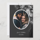 Silver Black And White Flowers Wedding Invitation 招待状 (裏面)