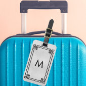 Silver black classic art decor frame monogram ラゲッジタグ