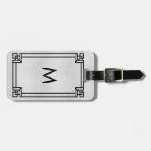Silver black classic art decor frame monogram ラゲッジタグ (正面横)