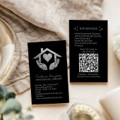 Silver Black Cleaning Service Maid QR Code Logo 名刺