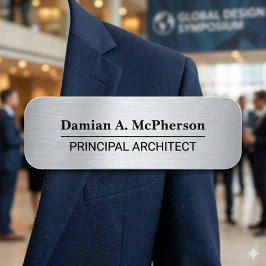 Silver & Black Custom Name Tag Design 名札