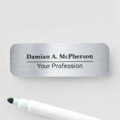 Silver & Black Custom Name Tag Design 名札 (インサイチュ)