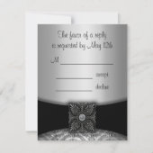 Silver & Black Damask RSVPカード (正面)