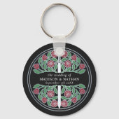 Silver Black Floral Bridesmaid Royal Wedding Gift キーホルダー (裏面)