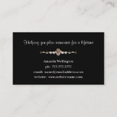 Silver & Black Floral Event Planner Business Card 名刺 (裏面)