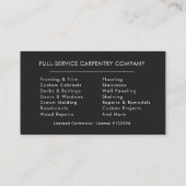 Silver Black Hammer Saw Carpentry Carpenter 名刺 (裏面)