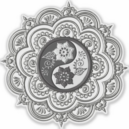 Silver & Black Mandala シール (正面)