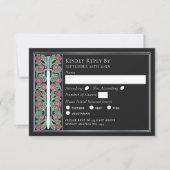 Silver Black Medieval Floral Sword Wedding RSVP (正面)