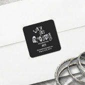 Silver Black Retro Let's Get Groovy 60th Birthday スクエアシール