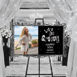 Silver Black Retro Let's Get Groovy 60th Birthday ポスター