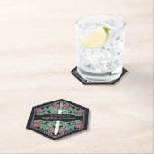 Silver Black Royal Medieval Floral Sword Wedding ペーパーコースター (インサイチュ)