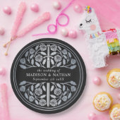 Silver Black Royal Medieval Sword Wedding  ペーパープレート (パーティー)