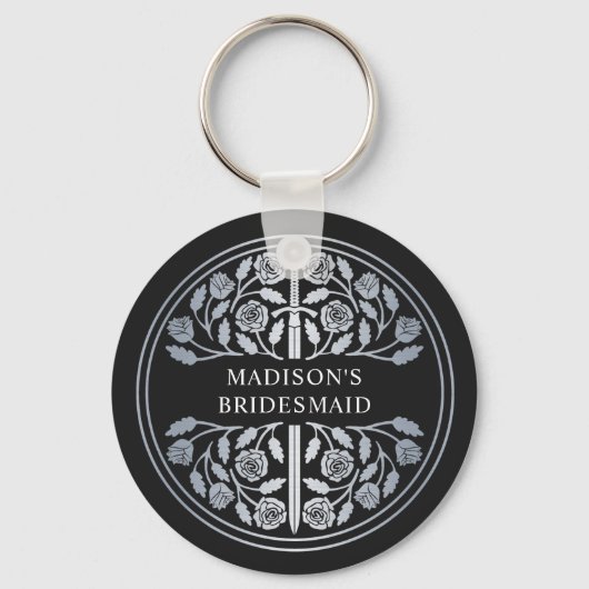 Silver Black Sword Bridesmaid Royal Wedding Gift キーホルダー (正面)