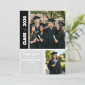 Silver Black White Picture Border Graduation 招待状 (スタンド正面)
