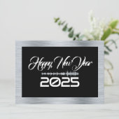 Silver & black wish card New Year with sound wave シーズンカード (スタンド正面)