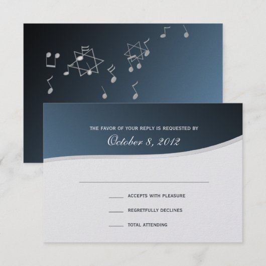 Silver Blue 3.5 x 5応答カード 出欠カード (正面/裏面)