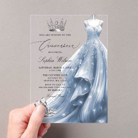 Silver Blue Dress Princess Quinceañera  アクリル招待状 (インサイチュ (ポータブル))