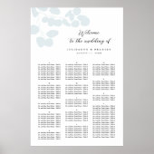 Silver Blue Eucalyptus Greenery Seating Chart ポスター (正面)