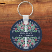 Silver Blue Floral Bridesmaid Royal Wedding Gift キーホルダー (正面)