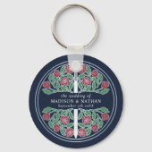 Silver Blue Floral Bridesmaid Royal Wedding Gift キーホルダー (裏面)