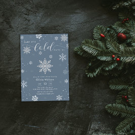 Silver Blue Magical Winter Snowflake Baby Shower 招待状