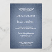 Silver Blue Modern 3 Photos Graduation Texture 箔招待状 (裏面)