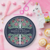 Silver Blue Royal Medieval Floral Sword Wedding  ペーパープレート (パーティー)