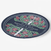 Silver Blue Royal Medieval Floral Sword Wedding  ペーパープレート (アングル)