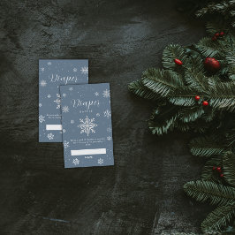 Silver Blue Snowflake Diaper Raffle Baby Shower エンクロージャーカード