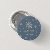 Silver Blue Snowflake Mother To Be Baby Shower  缶バッジ (正面&裏面)